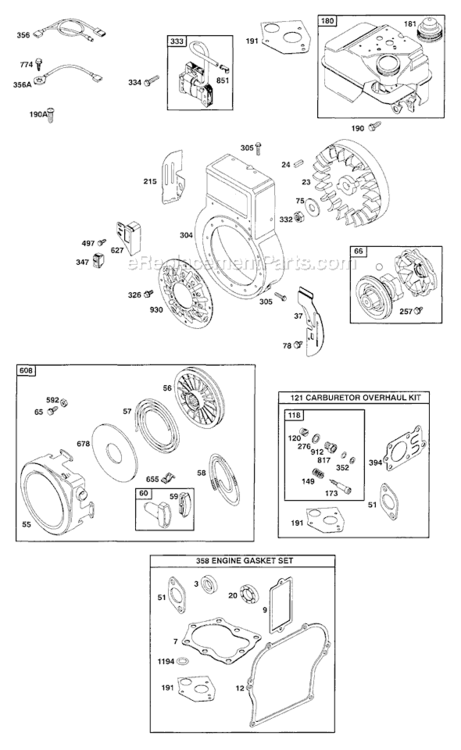 Page B Diagram and Parts List for 133230  Briggs and Stratton Engine
